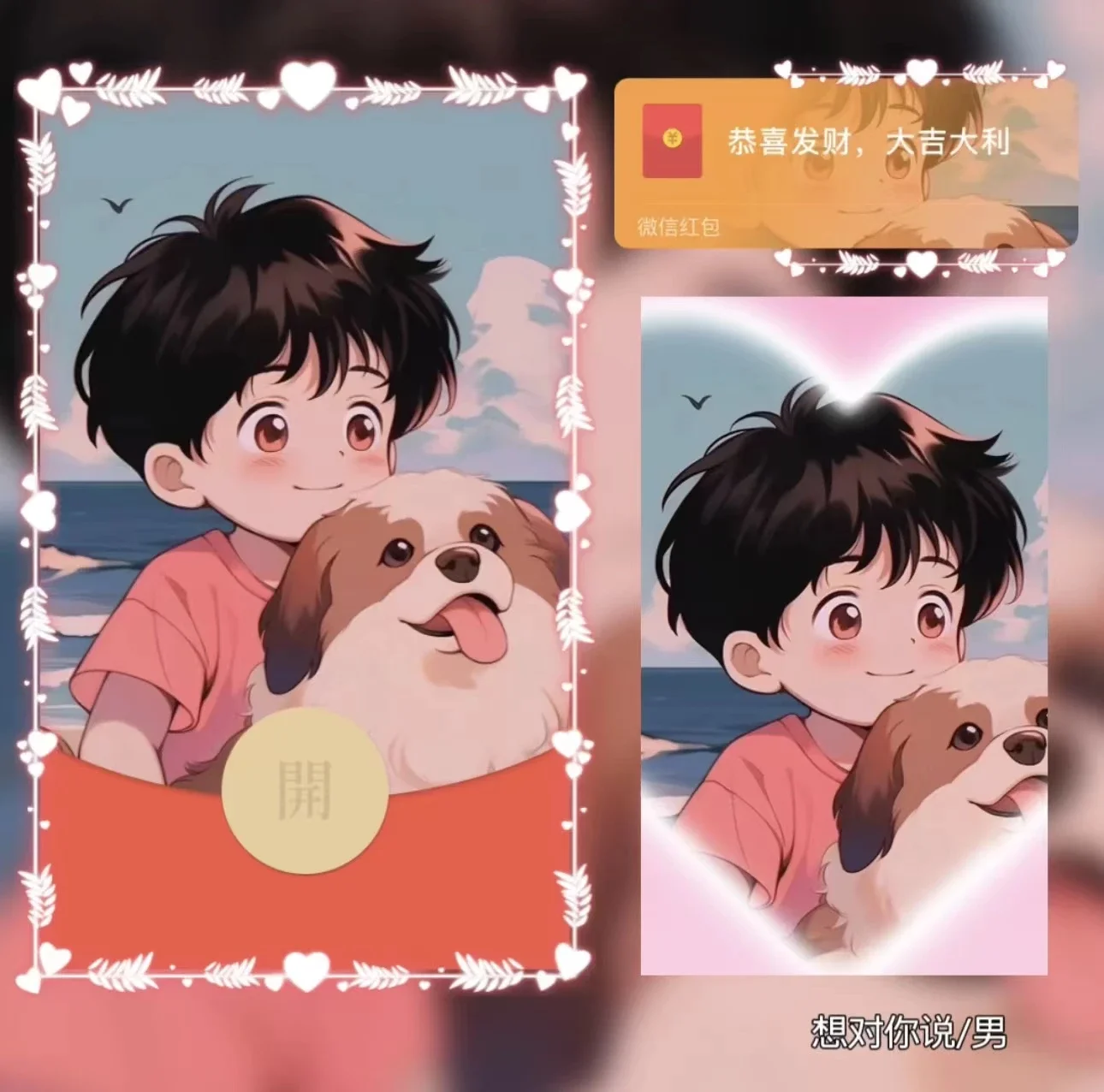 [微信红包封面情侣系列] 想对你说-男款