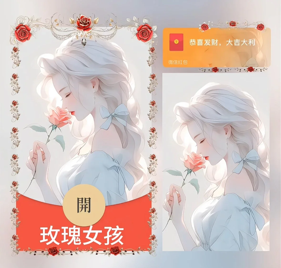 [微信红包封面情侣系列] 玫瑰女孩/Xl