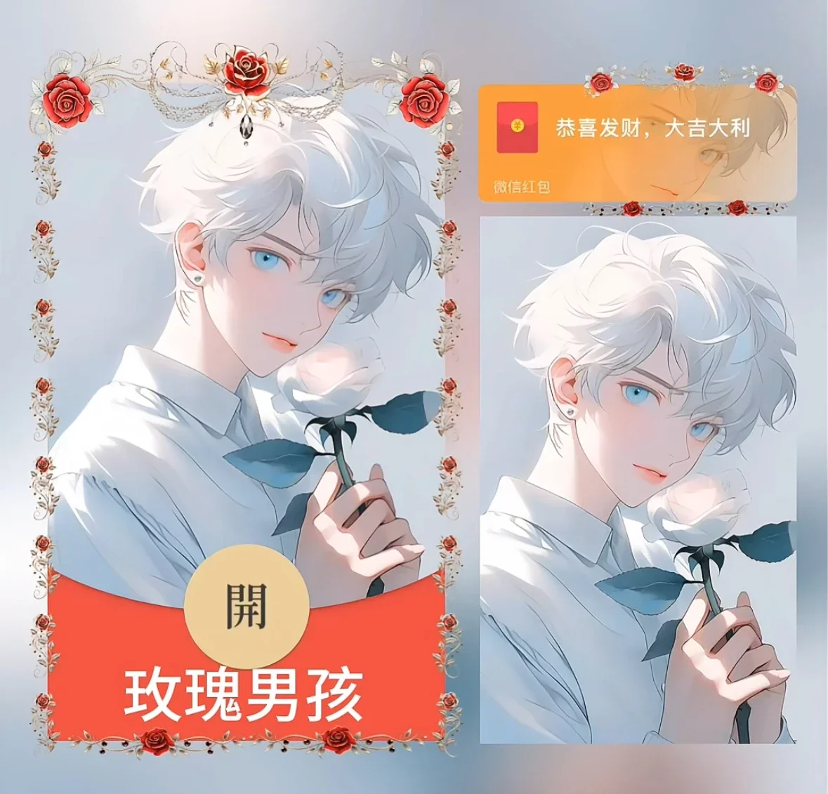 [微信红包封面情侣系列] 玫瑰男孩/Xl