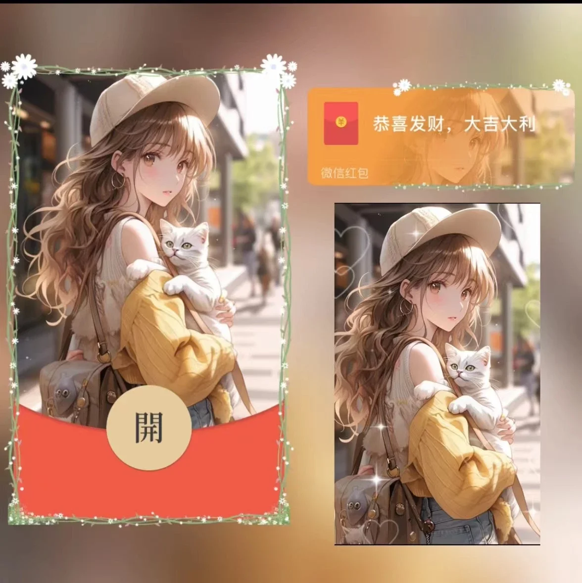 [微信红包封面少女系列] 抱猫女孩zy