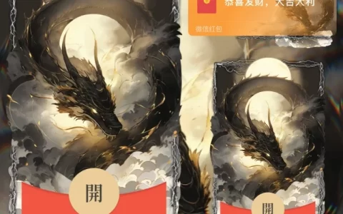 [微信红包封面神龙系列] 鎏金黑龙
