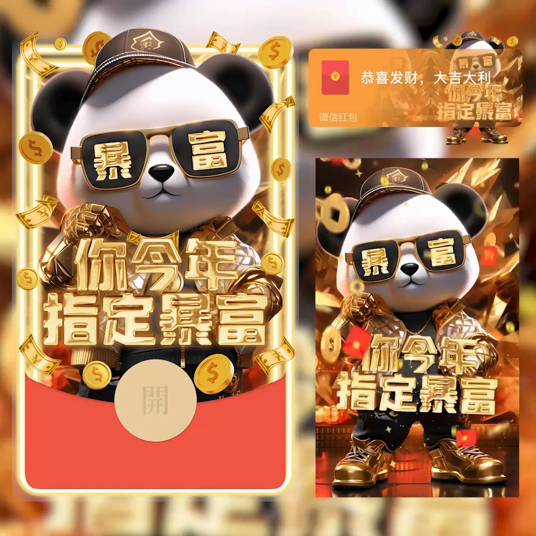 [微信红包封面暴富系列]暴富熊猫