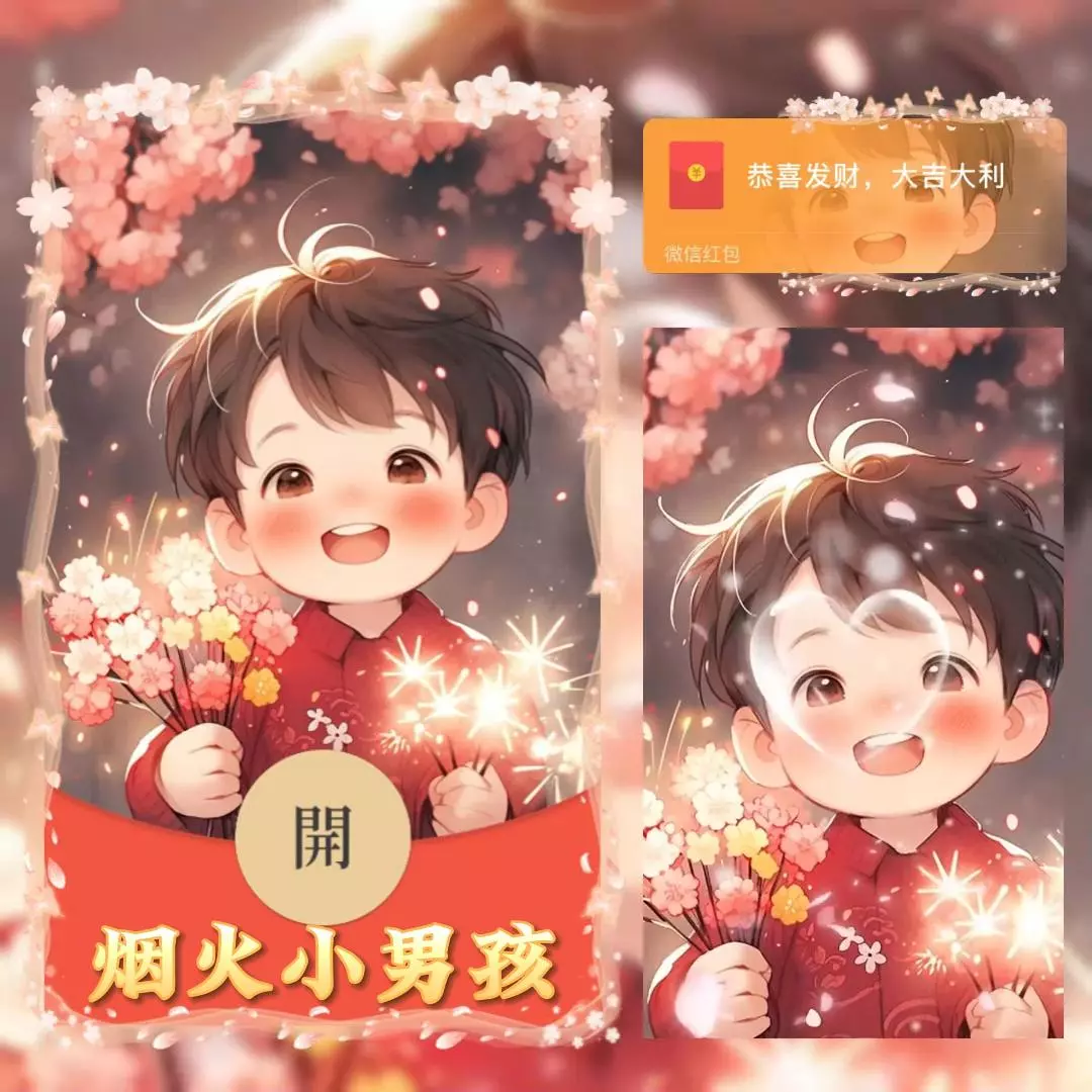 [微信红包封面情侣系列] 烟花小男孩