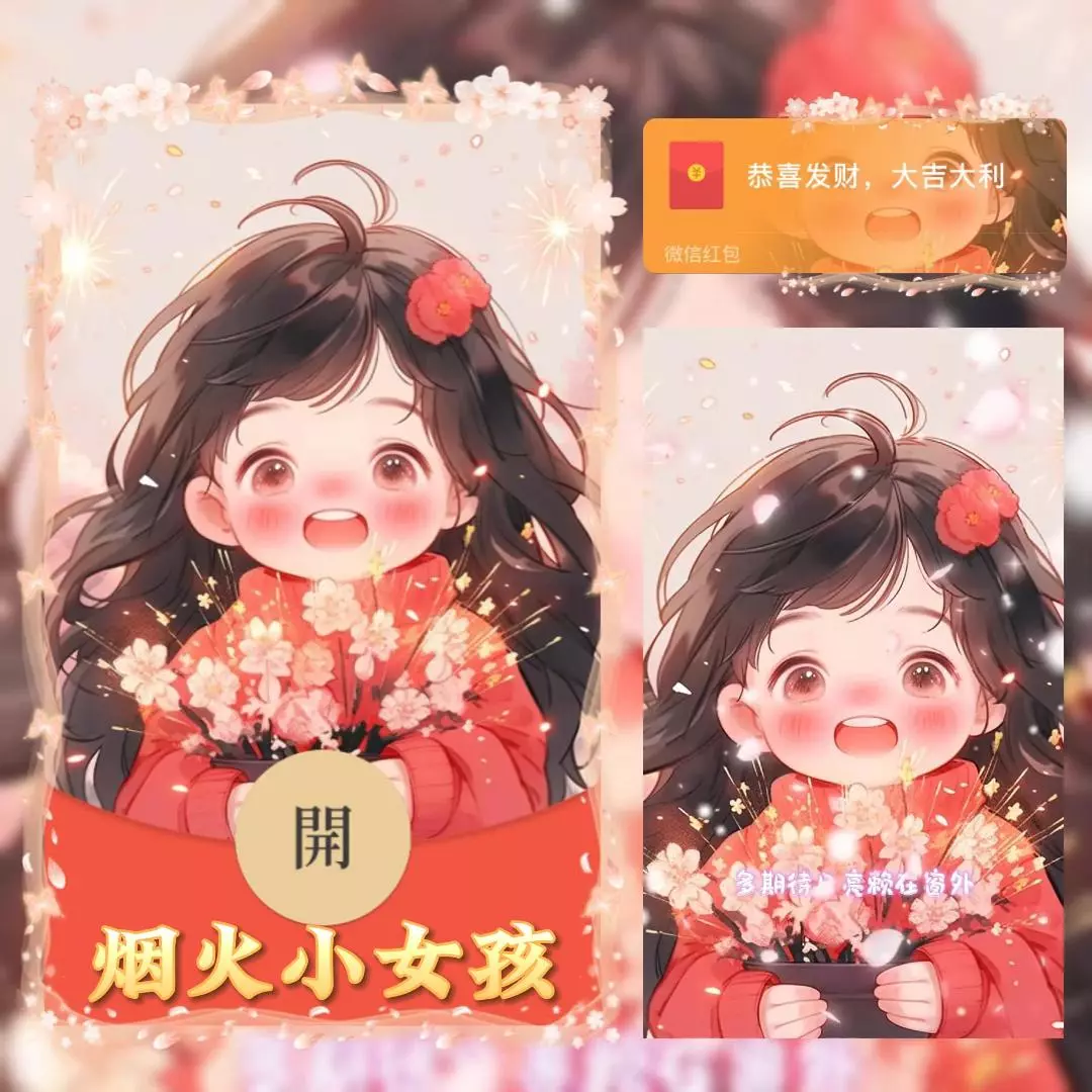 [微信红包封面情侣系列] 烟火小女孩