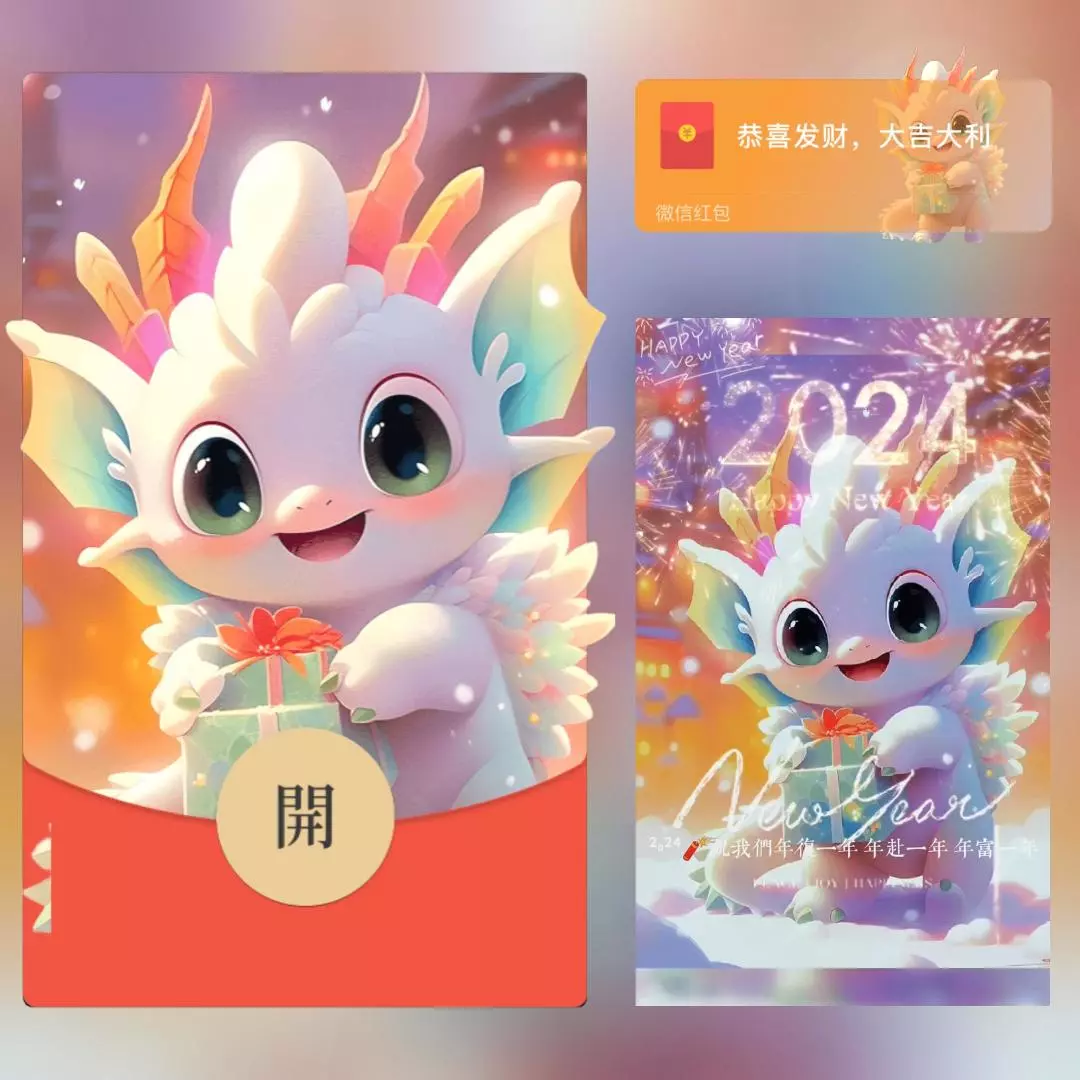[微信红包封面萌宠系列]2024招财龙龙