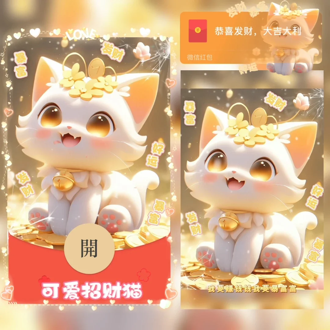 [微信红包封面发财系列]可爱招财猫