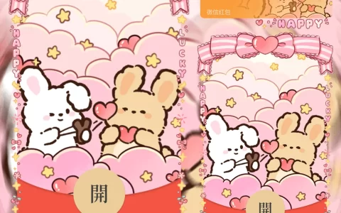 [微信红包封面静态系列] 蝴蝶结线条兔兔/静态