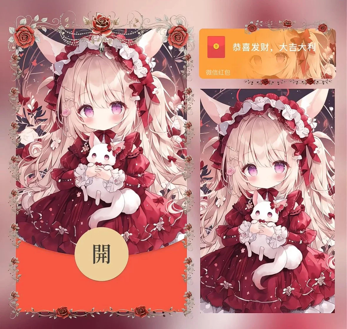 [微信红包封面卡通系列] 抱猫小可爱