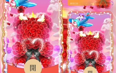 [微信红包封面爱情系列] 情人节玫瑰熊熊