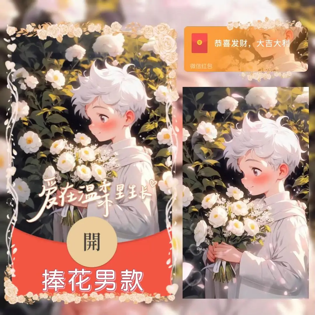 [微信红包封面情侣系列]捧花男款