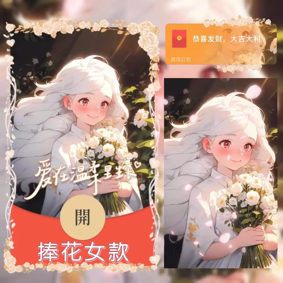 [微信红包封面情侣系列]捧花女款