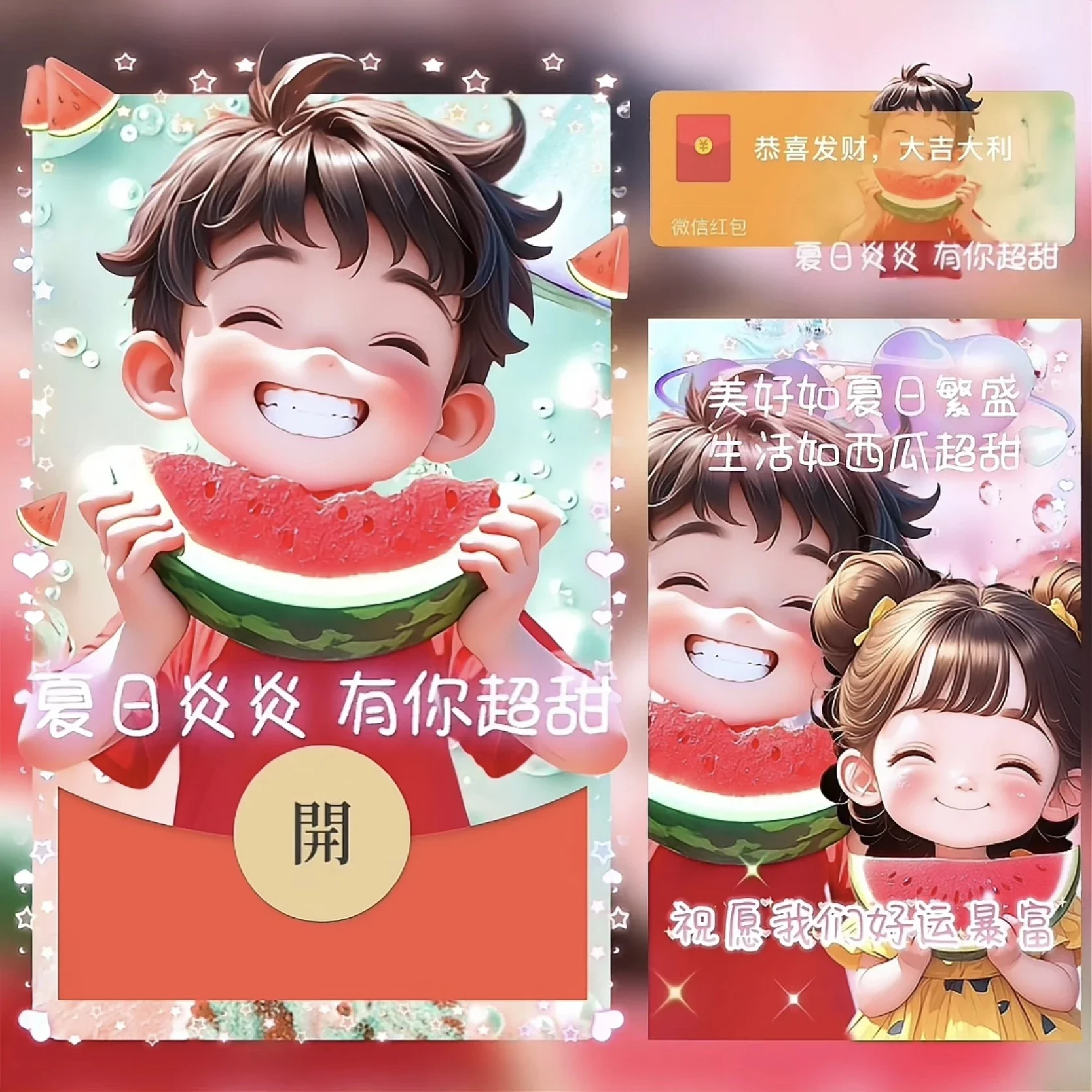 [微信红包封面情侣系列]夏日炎炎 有你超甜/男款