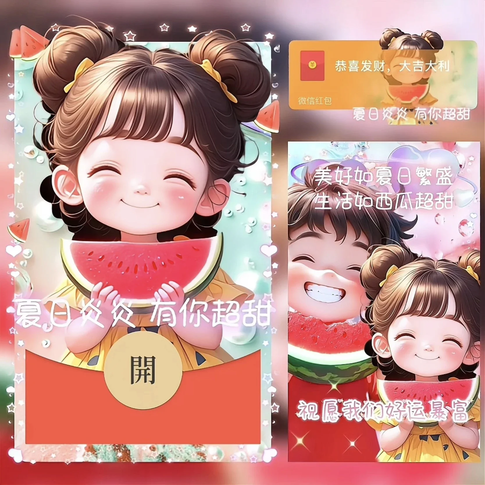 [微信红包封面情侣系列]夏日炎炎 有你超甜/女款