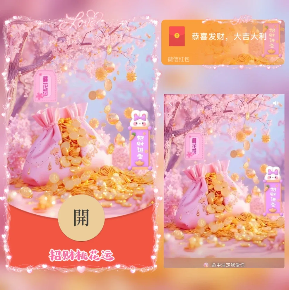 [微信红包封面七夕系列] 招财桃花运