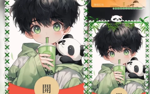 [微信红包封面奶茶系列] 熊猫奶茶情侣/男