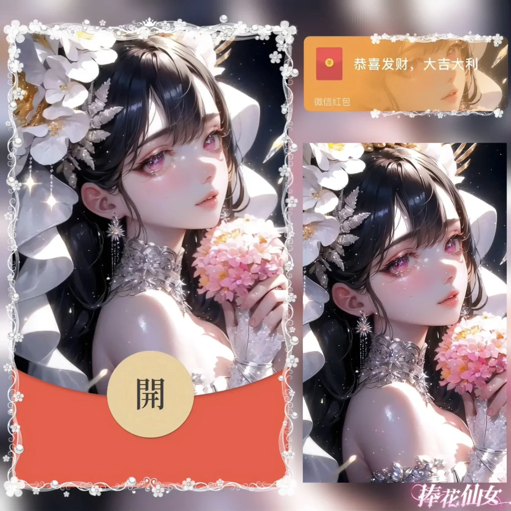 [微信红包封面少女系列] 捧花仙女