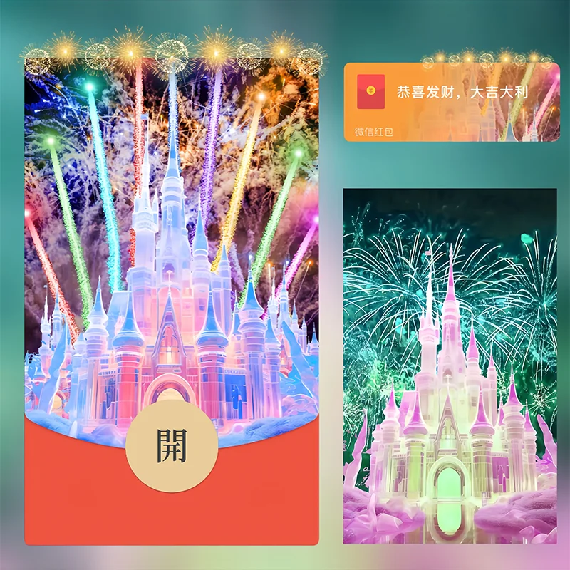 [烟花系列] 梦幻七彩渐变城堡烟花/Sp