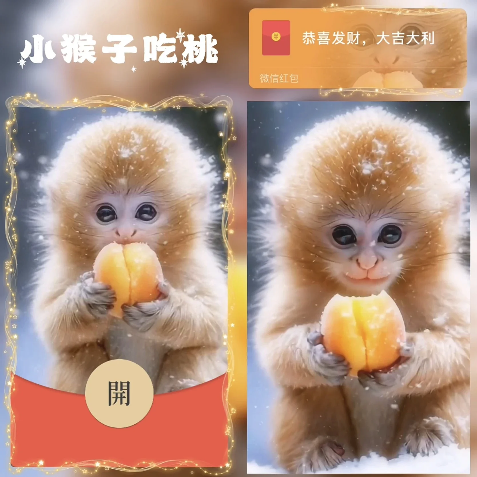 [可爱系列] 小猴子吃桃 /bz