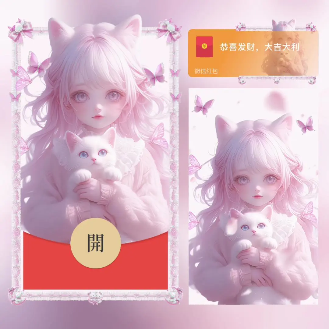 [卡通系列] 猫咪可爱小女孩/bai