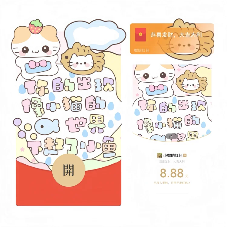 你的出现像小猫的世界下起了小鱼/静态