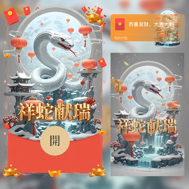 祥蛇献瑞/新年快乐/ln