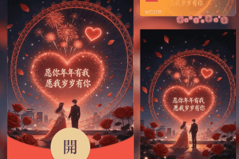 [微信红包封面每日推荐] 愿你年年有我爱心烟花