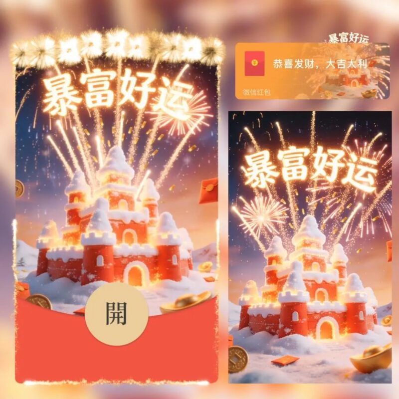 [微信红包封面每日推荐] 暴富好运烟花城堡