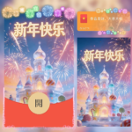 [微信红包封面每日推荐] 冰雕彩色新年快乐烟花