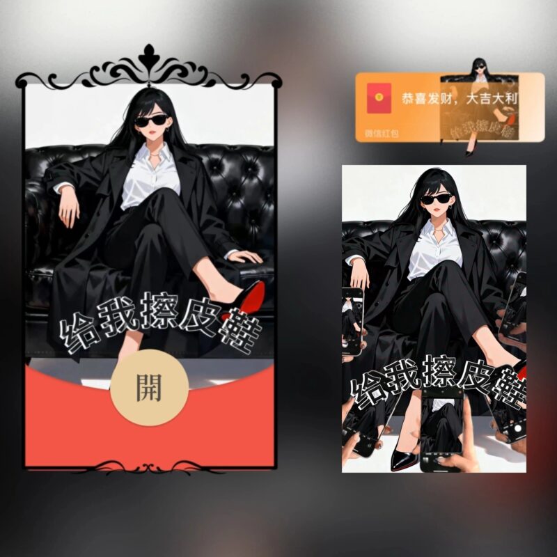[微信红包封面每日推荐] 给我擦皮鞋/窝要验牌/情侣女款/权威红底高跟鞋
