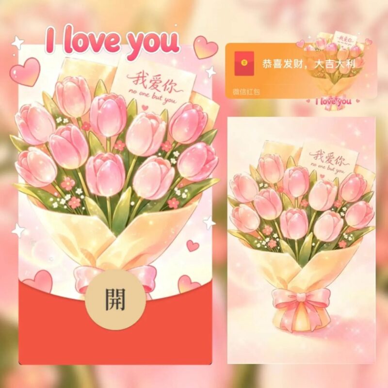 [微信红包封面每日推荐] 我爱你I love you郁金香/520情人节快乐/动态音乐
